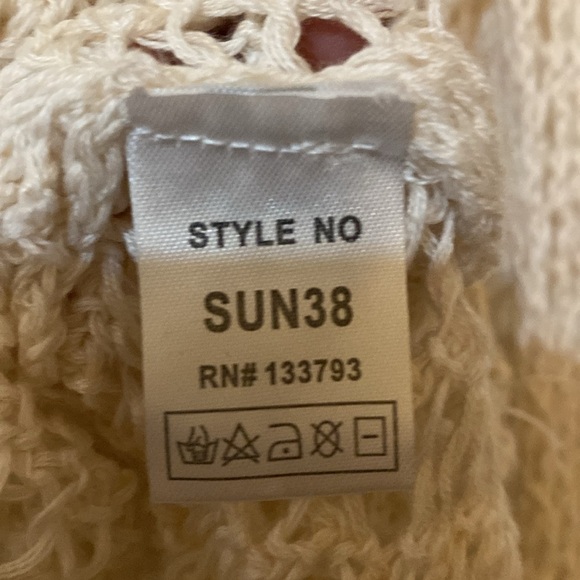 POL Cream open weave lace knit button up cardigan hoodie sweater size Medium - Picture 5 of 7